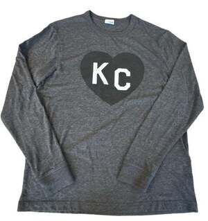 Charlie Hustle Vintage KC Heart Long Sleeve T-Shirt Dark Grey Medium